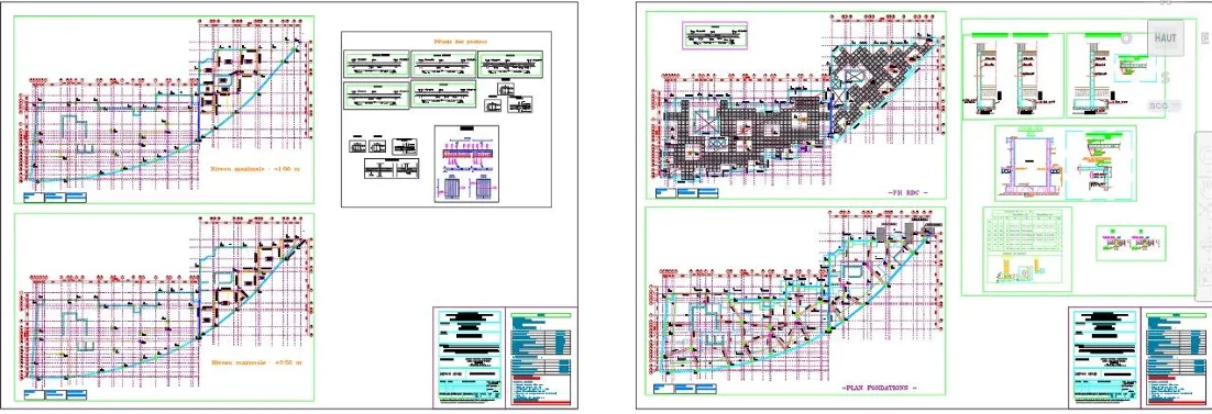 Plans des niveaux et fondations